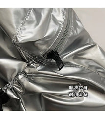 Lunivop Silver Y2k Backpack Women Harajuku Drawstring Pu Leather Large Capacity Backpacks Schoolbag Student Retro Y2k Mochila