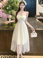 Lunivop White Mesh Patchowrk Lace Diamonds Chic Sling Dress for Women Summer Elegant Luxury Dress Gown 2025 Korean Vintage Evening Dress