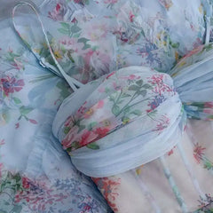 Lunivop 2025 Spring New Floral Ruffle Decoration Romantic Women Dress Sleeveless Layered Tulle Print Elegant Dresses Female