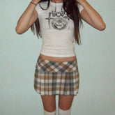 Lunivop Women Letter Y2k Style Clothes Emo Aesthetic Gothic Crop Top Streetwear Grunge Baby Tees 90s Vintage Casual Short Sleeve T-Shirt