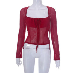 Lunivop Summer Fashion Spice Girl Style Slim Slim Skinny Slightly Transparent Mesh Sexy Straps Navel Women's Top