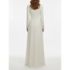 Lunivop Luxury Crystal Evening Dress Customized O-Neck Long Sleeves A Line Floor Length Elegant Prom Gown Formal Party Dresses