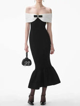 Lunivop Women's French Elegant Knit Strap Dresses Spliced Contrast High Waist Sliming Banquet Dress 2025 Fashion Clothing