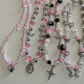 Lunivop Kpop Goth Y2k Cute Star Cross Butterfly Flower Bead Necklace Neck Decoration Egirl Grunge EMO 2000s Aesthetic Scene Accessories