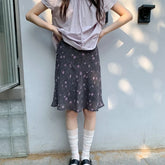 Lunivop Vintage Floral Skirt Women Japanese Style Elegant Sweet Mid Skirt Black Harajuku Y2k Fashion Short Skirts Aesthetics