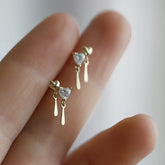 Lunivop Korean Cute Ear Piercing Water Drop Earrings for Women Crystal Short Tassel Hypoallergenic Female Earrings Party Jewelry Brincos