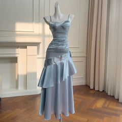 Lunivop Fashion Folds Slim Dress Women's Irregular Ruffled Edge Waist Cinching Suspender Dresses 2025 Summer New Tide