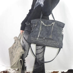 Lunivop Punk Rivet Grey Crossbody Bag Women Subculture Chain Large Capacity Tote Bag Handbag Ladies Retro Y2k Bags Сумка Женская