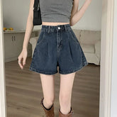 Lunivop Wide Leg Jeans Shorts Women Summer High Waist Loose Vintage Blue Denim Shorts Woman Korean Wild A-Line Short Pants