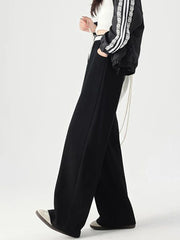 Lunivop Women Loose Vintage Sweatpants High Waist Casual Pockets Wide Leg Pant Streetwear High Quality Retro American Gray Pants