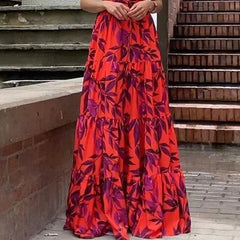 Lunivop Womens Dresses Spring New Fashion Printed Temperament Flying Sleeves High Waist Casual Long Dress