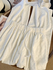 Lunivop Chic Diamond Wide Leg Pant Elegant Women Loose High Waist Fashion Trousers Casual Korean Lace Up Female Sweet Pants Summer