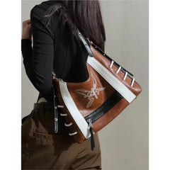 Lunivop Butterfly Y2K Messenger Bag Women Vintage Leather Large Capacity Shoulder Tote Bag Ladies Retro Casual Crossbody Bags