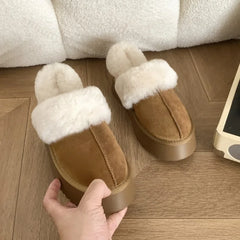 Lunivop Hairy Slippers Women Wear New Autumn Winter Korean Version of Muffin Thick Bottom Large Size Bao Head Half Slippers Zapatos