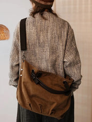 Lunivop Large Capacity Casual Commuting Handbag for Unisex Japanese Safari Style Retro Canvas Single Shoulder Crossbody Bags