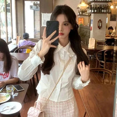 Lunivop Sweet White Women's Blouses Japan Korean Style Early Autumn Shirt Women Subcultural Y2k New Blusas Mujer Lolita Sweet