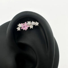 Lunivop 1Pc Trendy Sweet Cool Style Stainless Steel 1.2mm Curved Star Zircon Inlaid Lip Stud for Cool Girls Body Piercing Gift