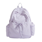 Lunivop Lightweight Lavvender Nylon Backpack For Women Cute Drawstring Daypack With Multiple Pockets Pastel Purple Soft Puff School Bag