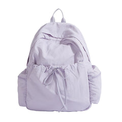 Lunivop Lightweight Lavvender Nylon Backpack For Women Cute Drawstring Daypack With Multiple Pockets Pastel Purple Soft Puff School Bag