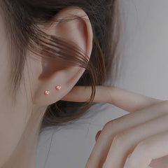 Lunivop Simple Tibetan Silver Cute Love Heart CZ Zircon Mini Small Stud Earrings Birthday Piercing Women Pendiente Plata Jewelry Gift