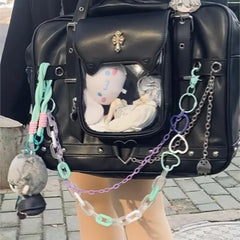 Lunivop Harajuku Black Ita Bags Backpack Women Sweet Cool Transparent Large Capacity Handbag Ladies Japanese Y2k Backpacks Chic