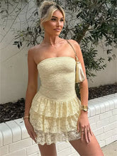 Lunivop Lace Sexy Bandeau Mini Dress Female Printed Backless Summer Ruffled Solid Slim Y2k Bandage Dress Women's Party Dress