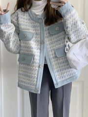 Lunivop Fall Women Sweet Tweed Jacket Vintage Casual Long Sleeve Elegant Coat French Cute O Neck Women Fall Winter Retro Tops New