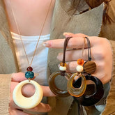 Lunivop Black Hollow Big Water Drop Pendant Necklace for Women Adjustable Leather Rope Choker Y2K Jewelry Party