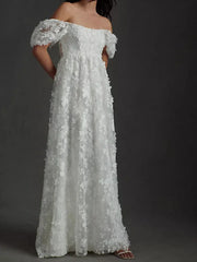 Lunivop Elegant Sexy A-Line Backless New Floor-Length Appliques Lace Formal Bride Dresses for Women Wedding Party Dress