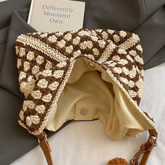 Lunivop Winter Knitted Wool Bag for Women, Large Capacity, Commuter Shoulder Bag, Underarm Bag, Niche Versatile Handmade Woven Tote Bag for Shopping, College Students