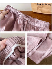 Lunivop Spring Summer Satin Straight Trousers Korean Fashion High Waist Acetic Acid Women's Pants Loose Casual Wide-leg Pants Women's