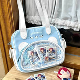 Lunivop Transparent Blue Itabag Women Hot Girl Panda Print Pocket Cute Shoulder Bags Student Harajuku Sweet Handbag Aesthetic