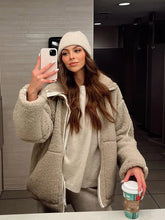 Lunivop Casual Oversized Zipper Lamb Wool Coats Women Thickened Warm Stand Collar Jackets Female Autumn Winter Chic Windproof Outwears