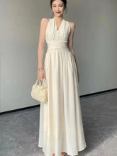 Lunivop Elegant Backless Sexy Club Pleated Vest Long Dresses Women Black High Waist Beige V Nec Vacation Slim Party Evening Dress Summer