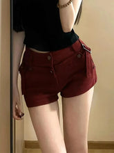 Lunivop Vintage Red Y2K Denim Shorts Women Sexy Streetwear Low Waist Slim Shorts Casual Harajuku Retro Hip Hop Female Jeans Shorts