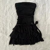 Lunivop Y2k American High Street Strapless Harajuku Moda Dresses Elegant Lace Belt Design Streetwear Dress Soft All Match Girl Clothes