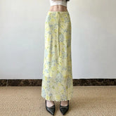 Lunivop French Summer Fresh Floral Mesh Skirt Lace-Up Slim Resort Style Long Skirt the dress black dress white dress
