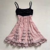 Lunivop New Sweet French Constrast Color All Match Sling Short Dress Harajuku Polka Dot Print A-line Clothes Y2k Spice Girl Punk Dress