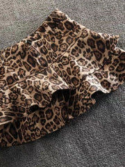 Lunivop Sexy Ruffles Leopard Skirts Women Vintage Slim High Waist Y2K Mini Skirt Sexy Female Streetwear Retro Spring A Line Skirt
