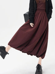 Lunivop Retro Ball Gown Long Skirt Women Loose High Waist Elegant A Line Skirt Fall Vintage Sweet Design Korean Solid Long Skirts