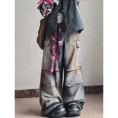 Lunivop Blue Womens Jeans High Waist Vintage Straight Baggy Casual Denim Pants Streetwear American Style Fashion Wide Leg Denim Trouser