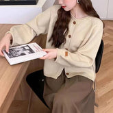 Lunivop Women Sweater Cardigan Soft Knitted Button-Down Long Sleeve Plain Sweater Jacket Top Fall Winter Korean Ladies Chic Outfit
