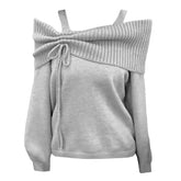 Lunivop Deeptown Korean Style Coquette Knitwear Pullovers Women Sweet Slash Neck Long Sleeve Sweaters Autumn Winter 2000s Grey Jumper