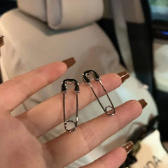 Lunivop Creative Unisex Punk Rock Style Safety Pin Ear Hook Stud Earrings Stainless Steel Pin Earring Jewelry for Women Men