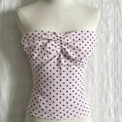 Lunivop New Sweet Polka Dot Slim Waist Tanks Strapless Fresh All-match Sleeveless Camis Short Y2K Minority Punk Style Soft Tees