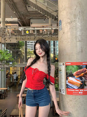 Lunivop Camis Women Sexy Slash Neck Bandage Slim Ruffles Flowers Backless Summer Fashion Crop Tank Tops Female Casual Sweet