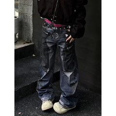 Lunivop Blue Womens Jeans High Waist Vintage Straight Baggy Casual Denim Pants Streetwear American Style Fashion Wide Leg Denim Trouser