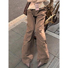 Lunivop Women Winter Khaki Baggy Jeans Vintage Cowboy Pants Harajuku Aesthetic Streetwear Denim Trousers Y2k 2000s Style Clothes