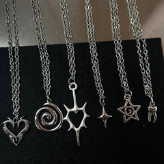 Lunivop Y2K Flail Fire Heart Teeth Pendant Necklace for Women Men Charm Necklace Grunge Punk Fashion Jewelry 