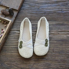 Lunivop Flats Kawaii Ladies Footwear Round Toe Hollow Flower Women's Shoes Cute Flat Beige A High Quality Social Youthful Emo L 39